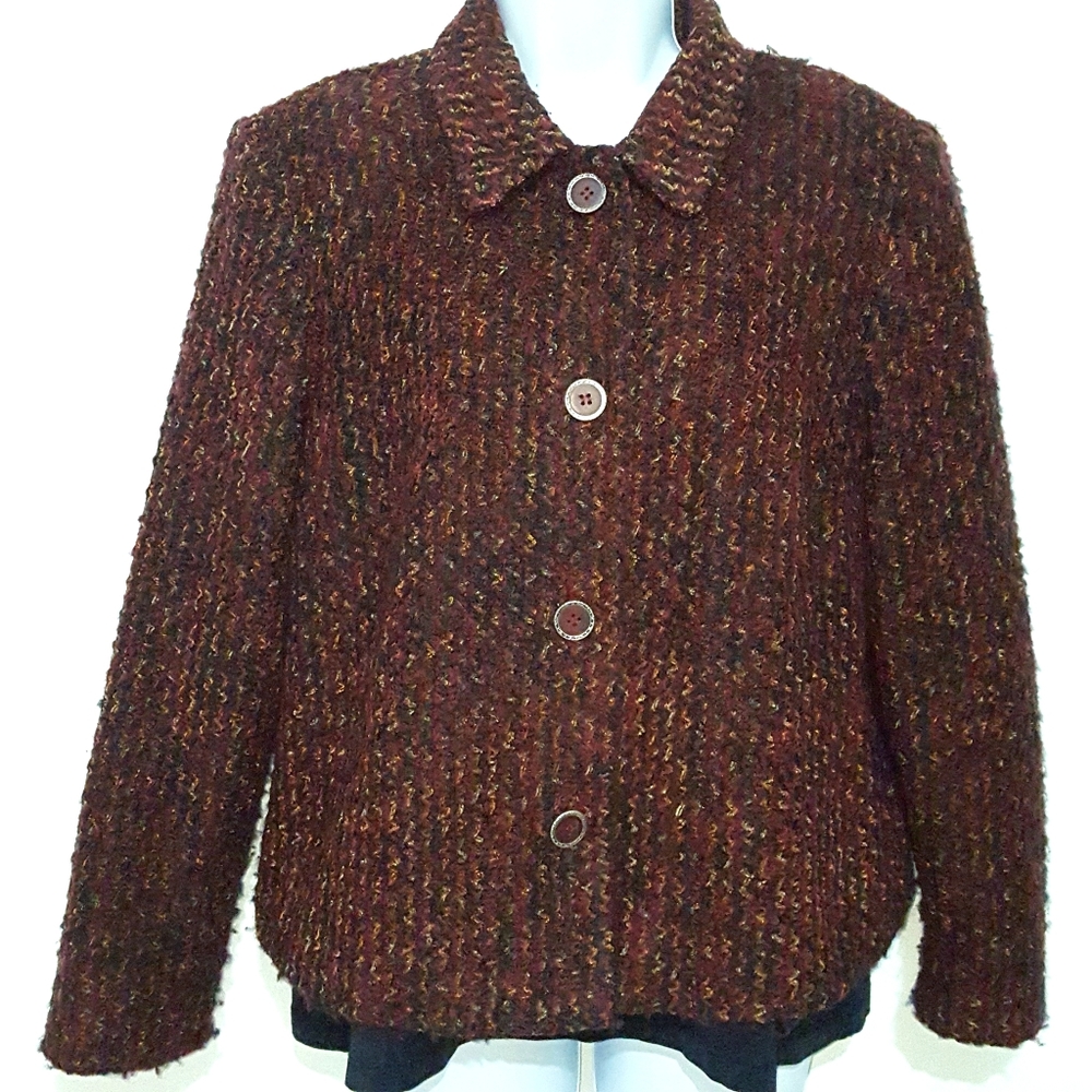 Brand: Requirements EUC Size 12 Bust 42" Peacoat Jacket Maroon Color